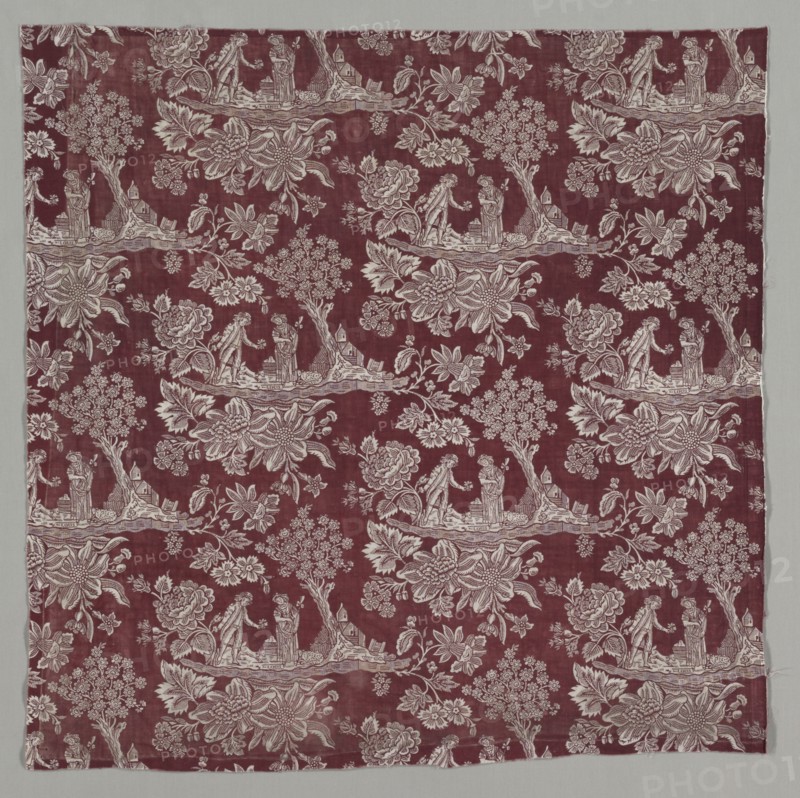 Fragment of Woodblock Printed Cotton, 1770. France, late 18th century. Woodblock print on cotton; overall: 77.5 x 78.1 cm (30 1/2 x 30 3/4 in.).