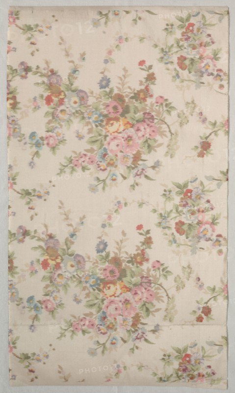 Printed Silk with Flower Design, late 1800s. France, late 19th century. Roller printed silk; overall: 34.1 x 59.2 cm (13 7/16 x 23 5/16 in.)