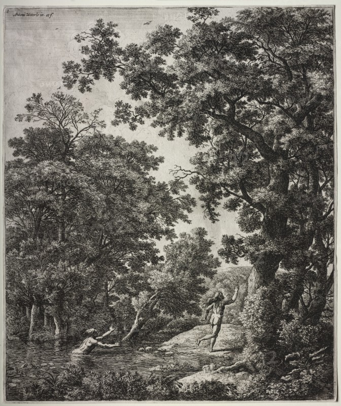 Alpheus and Arethusa. Anthonie Waterloo (Dutch, 1609/10-1690). Etching