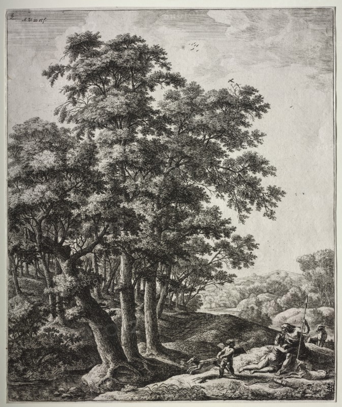 Venus and Adonis. Anthonie Waterloo (Dutch, 1609/10-1690). Etching
