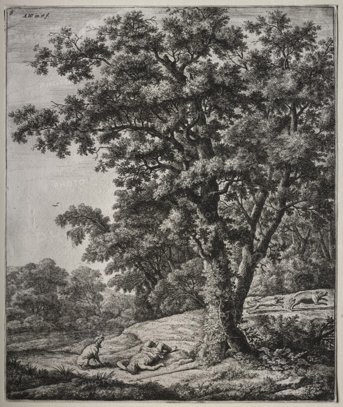 The Death of Adonis. Anthonie Waterloo (Dutch, 1609/10-1690). Etching