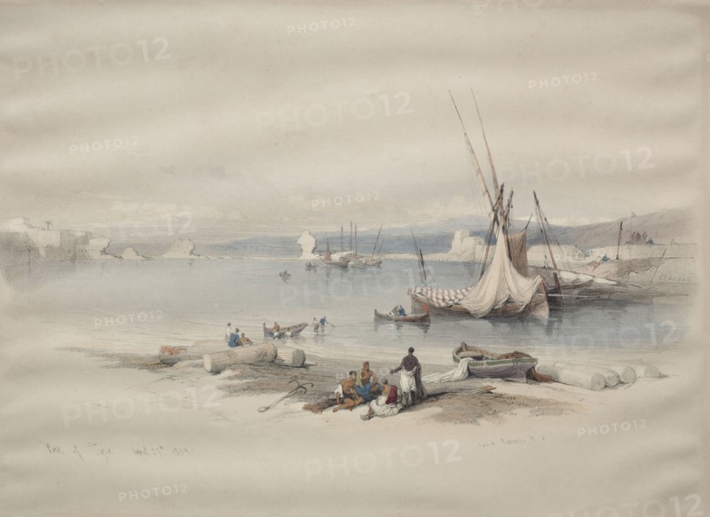Port of Tyre, 1839. David Roberts (British, 1796-1864). Color lithograph