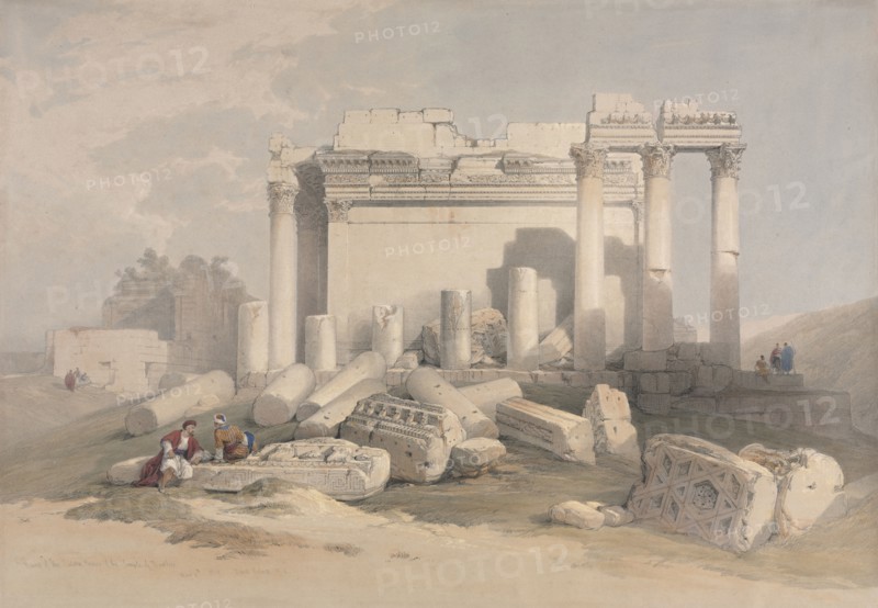 Ruins of the Eastern Portico of the Temple of Baalbec, 1839. David Roberts (British, 1796-1864). Color lithograph