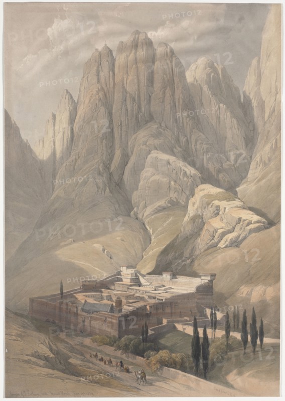 Convent of St. Catherine with Mount Horeb, 1839. David Roberts (British, 1796-1864). Color lithograph