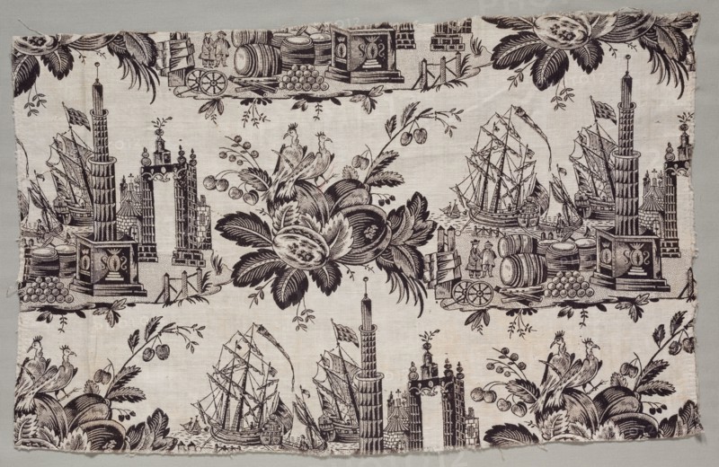 Fragment of Woodblock Printed Cotton, 1770. France, late 18th century. Woodblock print on cotton; overall: 38.1 x 59.7 cm (15 x 23 1/2 in.).