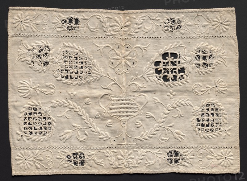 Strip, late 1800s. Denmark, late 19th century. Embroidery; cotton on linen; overall: 25.4 x 36.2 cm (10 x 14 1/4 in.)