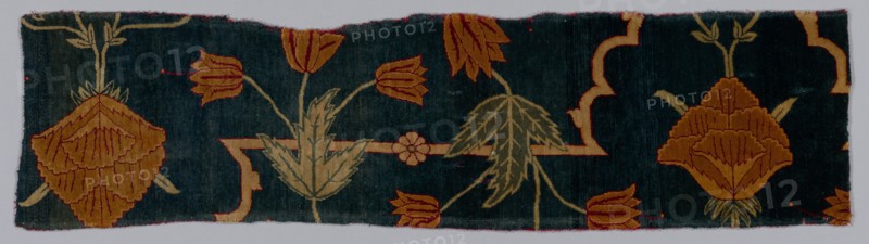 Fragments of a Carpet, 1600-1650. Imperial Manufactory (Indian). Silk and wool; average: 85.1 x 21.6 cm (33 1/2 x 8 1/2 in.).