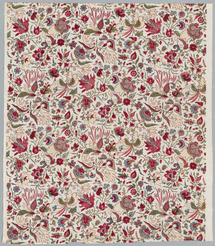 Fragment of a Quilted Skirt, c. 1785. England, late 18th century. Woodblock print on cotton; overall: 103 x 88.5 cm (40 9/16 x 34 13/16 in.)