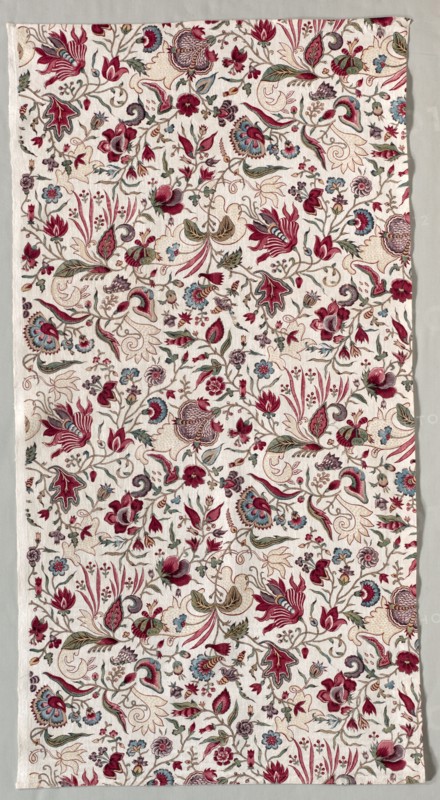 Fragment of a Quilted Skirt, c. 1785. England, late 18th century. Woodblock print on cotton; overall: 103.5 x 53 cm (40 3/4 x 20 7/8 in.).