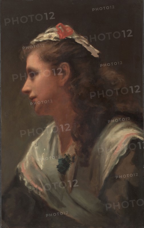 His First Model-Miss Russell, c. 1873. Attributed to William Morris Hunt (American, 1824-1879). Oil on canvas; framed: 77.5 x 54.9 x 6.4 cm (30 1/2 x 21 5/8 x 2 1/2 in.); unframed: 61 x 38.4 cm (24 x 15 1/8 in.).