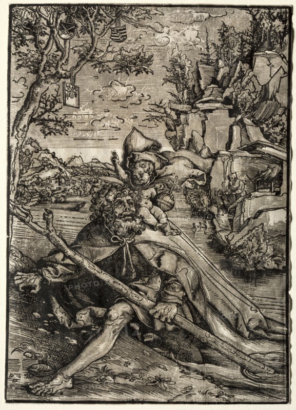 St. Christopher, c. 1509. Lucas Cranach (German, 1472-1553). Chiaroscuro woodcut