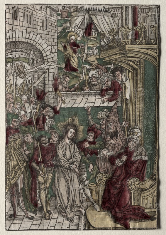 Life of Christ:  Christ before Pilate, 1400s. Germany, 15th century. Woodcut