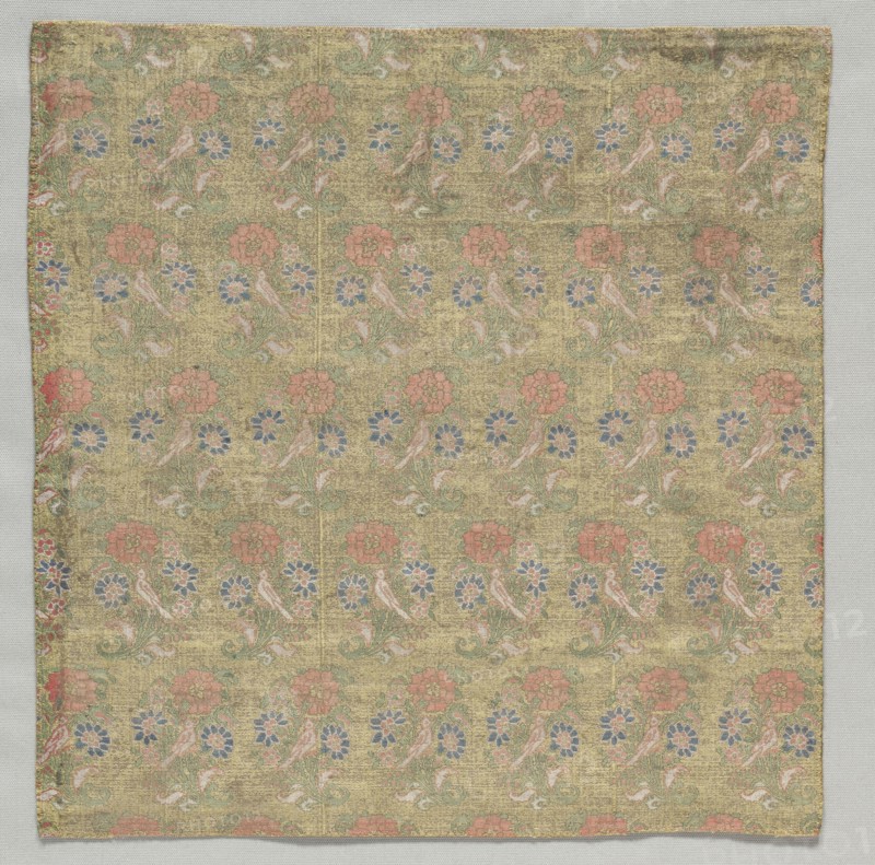 Fragment, 1700s. Iran, 18th century. Brocade; silk and metal; overall: 27.7 x 26.7 cm (10 7/8 x 10 1/2 in.)