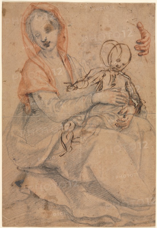 Madonna and Child, c. 1600. Jacopo Chimenti (Italian, c. 1554-1640). Black and red chalk and pen and brown ink (iron gall); sheet: 32.7 x 22.3 cm (12 7/8 x 8 3/4 in.); secondary support: 32.7 x 22.3 cm (12 7/8 x 8 3/4 in.).