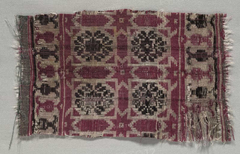 Textile Fragment, 19th century. Morocco, 19th century. Plain compound cloth; silk and metal; average: 19 x 11.5 cm (7 1/2 x 4 1/2 in.).