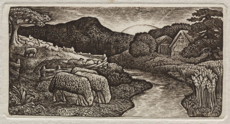 The Sheep of His Pasture, 1828. Edward Calvert (British, 1799-1883). Wood engraving