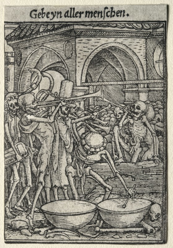 Dance of Death:  The Trumpeters of Death. Hans Holbein (German, 1497/98-1543). Woodcut