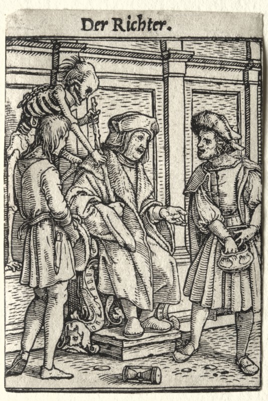 Dance of Death:  The Judge. Hans Holbein (German, 1497/98-1543). Woodcut