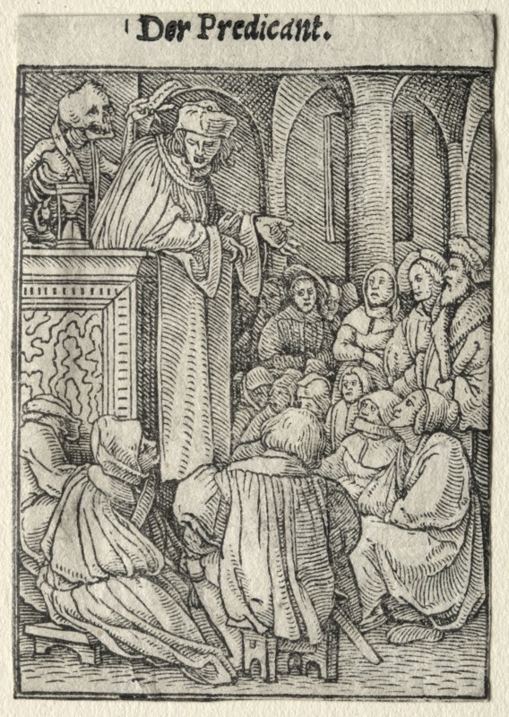 Dance of Death:  The Preacher. Hans Holbein (German, 1497/98-1543). Woodcut
