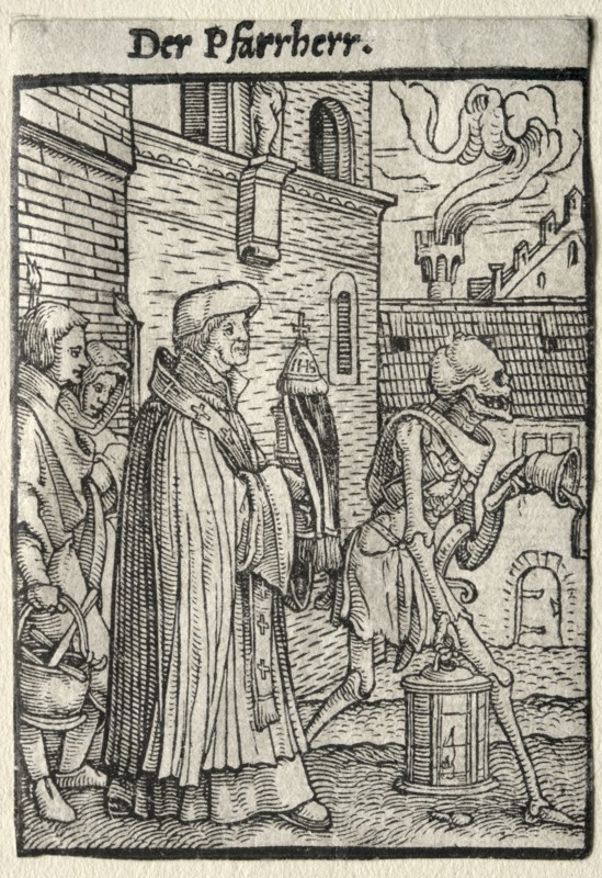 Dance of Death:  The Pastor. Hans Holbein (German, 1497/98-1543). Woodcut