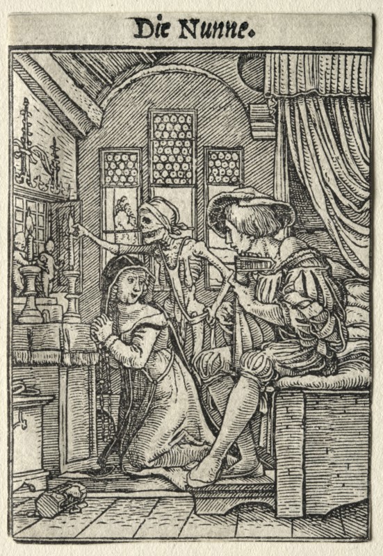 Dance of Death:  The Nun. Hans Holbein (German, 1497/98-1543). Woodcut