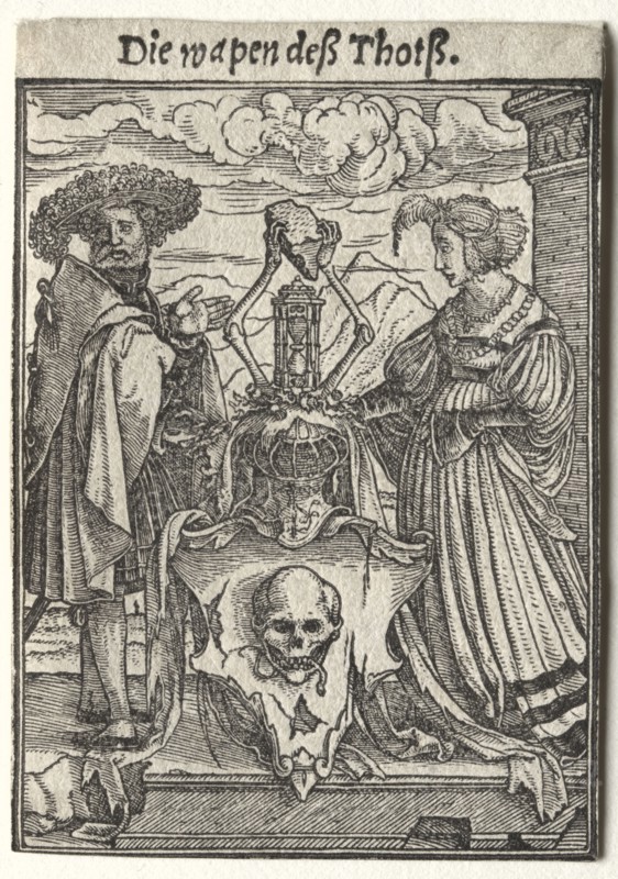 Dance of Death:  The Coat of Arms of Death. Hans Holbein (German, 1497/98-1543). Woodcut