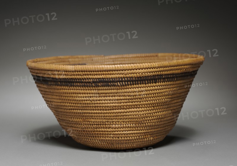 Hat, c 1875- 1925. California, Southern, Late 19th- Early 20th century. Juncus, Sumac; Coiled; Deergrass foundation; overall: 10.8 x 22.3 cm (4 1/4 x 8 3/4 in.).
