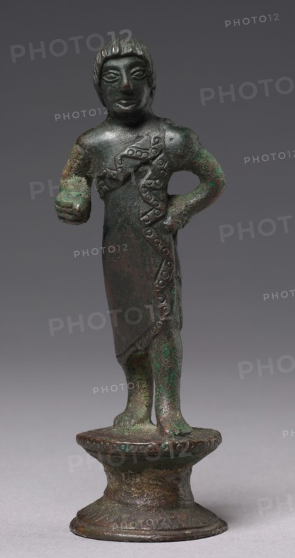 Statuette of a Youth, c. 520-500 BC. Italy, Etruscan, Archaic Period. Bronze; overall: 10.5 cm (4 1/8 in.).
