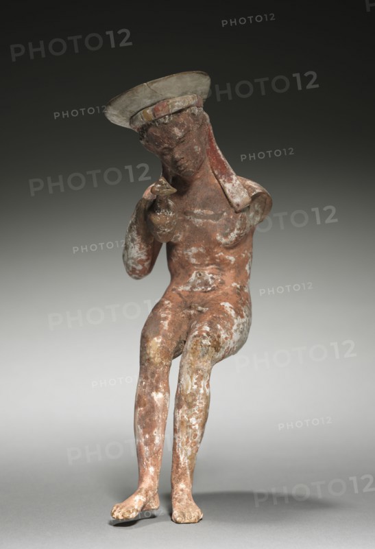Negroid Hermaphrodite, 300s BC. Greece, 4th Century BC. Painted terracotta; overall: 19.1 cm (7 1/2 in.).