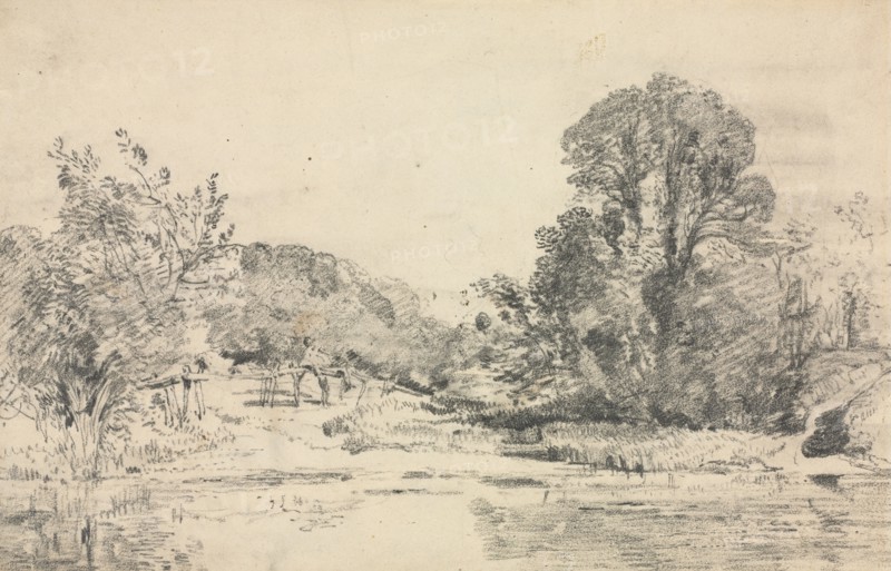 Landscape with Trees Surrounding a Pond. John Constable (British, 1776-1837). Graphite; sheet: 19.5 x 31.1 cm (7 11/16 x 12 1/4 in.).