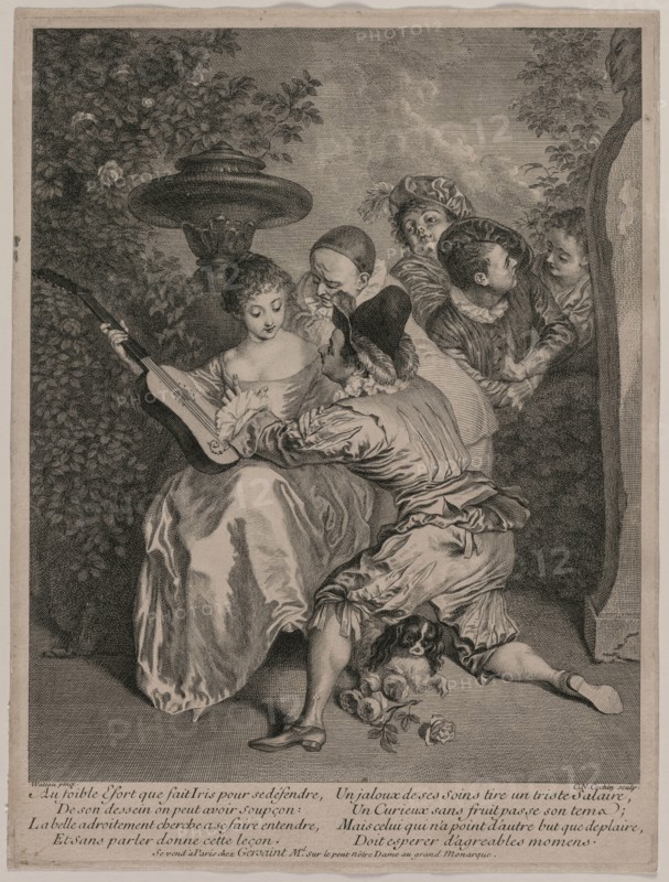 The Romancer, 1727. Charles-Nicolas Cochin (French, 1715-1790), after Jean Antoine Watteau (French, 1684-1721). Engraving