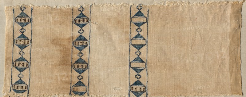 Two Fragments of a Scarf or Headdress, 1300s. Egypt, Mamluk period, 14th century. Silk embroidery on linen tabby ground; overall: 10.5 x 27.4 cm (4 1/8 x 10 13/16 in.).