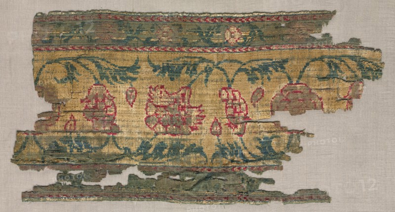 Fragment of the Border of a Velvet Carpet, 16th century. India, 16th century. average: 30.5 x 17.2 cm (12 x 6 3/4 in.)