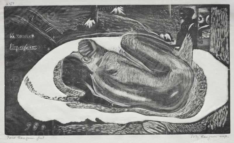 Noa Noa: Manao Yupapau ( Watched by the Spirts of the Dead), 1893-94. Paul Gauguin (French, 1848-1903). Woodcut