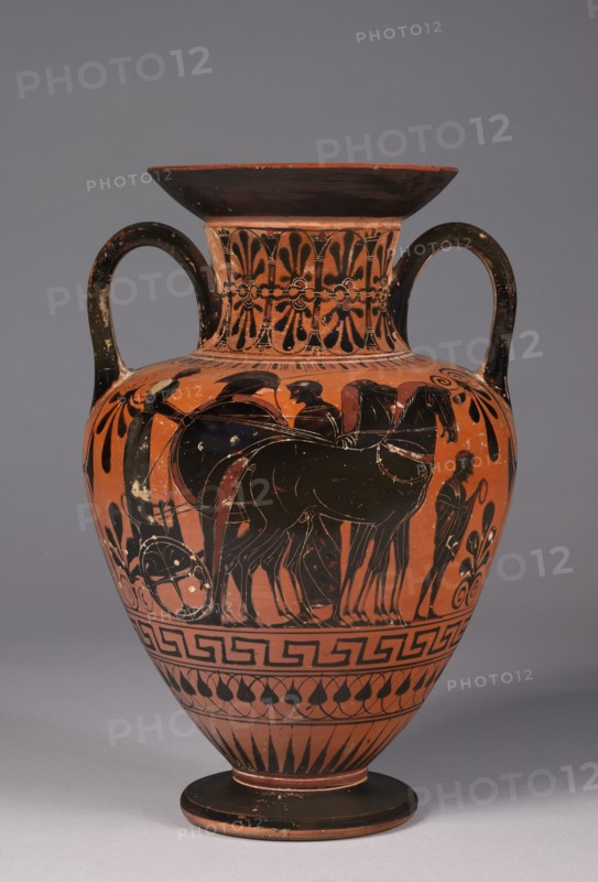 Amphora, 500s BC. Greece, 6th Century BC. Black-figure terracotta; overall: 32.1 cm (12 5/8 in.).