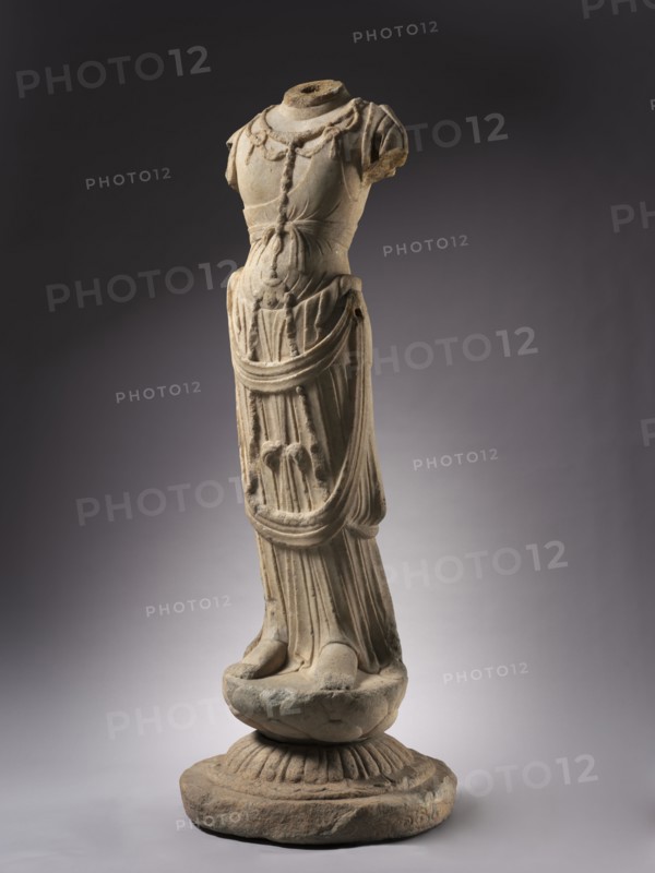 Bodhisattva, 700s. China, Hebei province, Tang dynasty (618-907). White marble; overall: 177.8 x 64 x 58.5 cm (70 x 25 3/16 x 23 1/16 in.); without base: 157.4 cm (61 15/16 in.).