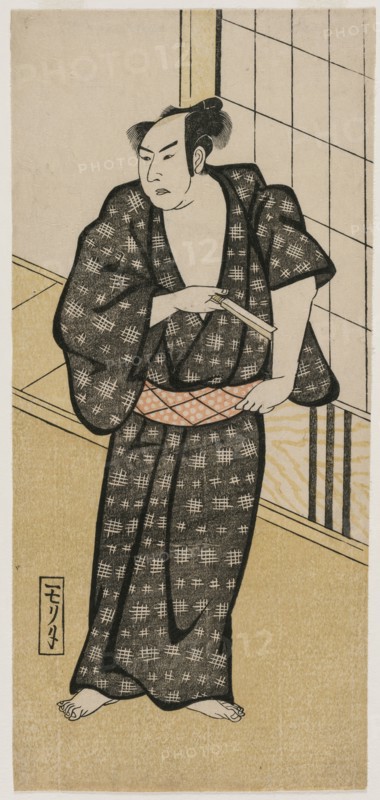 Actor Holding a Razor, c. 1790s or early 1800s. Japan, Edo Period (1615-1868). Color woodblock print; sheet: 31.2 x 14 cm (12 5/16 x 5 1/2 in.).