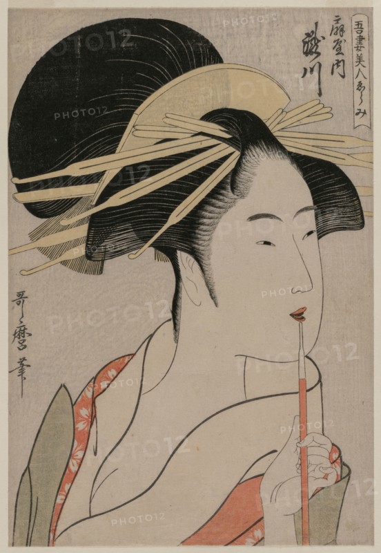 The Courtesan Takigawa of Ogiya (from the series A Selection of Beautiful Women of the East), c. 1798. Kitagawa Utamaro (Japanese, 1753?-1806). Color woodblock print; sheet: 33 x 22.3 cm (13 x 8 3/4 in.).