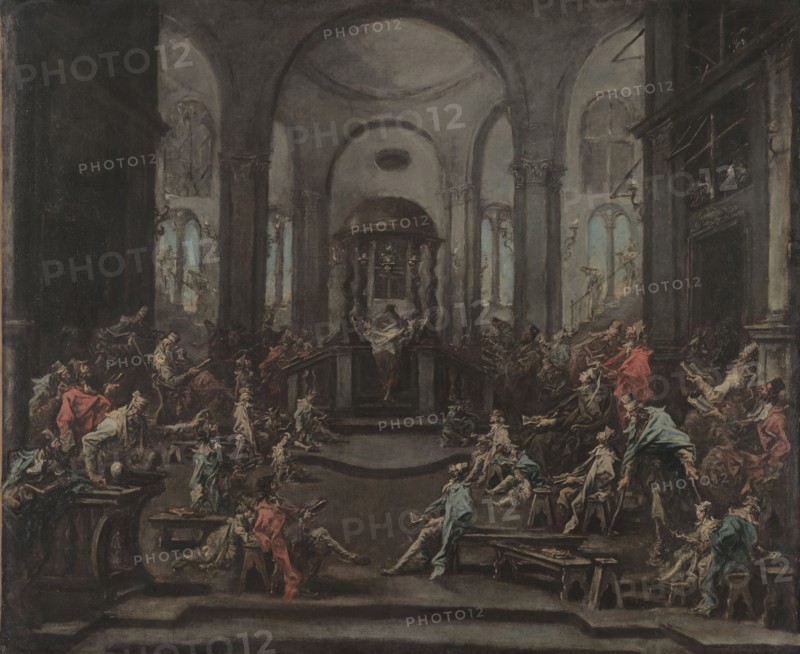 Interior of a Synagogue, c. 1725-1735. Alessandro Magnasco (Italian, 1667-1749). Oil on canvas; framed: 140.5 x 167.5 x 6 cm (55 5/16 x 65 15/16 x 2 3/8 in.); unframed: 122 x 148.5 cm (48 1/16 x 58 7/16 in.).