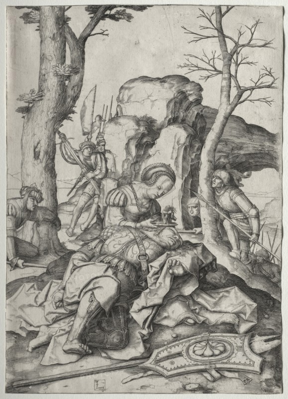 Samson and Delilah, c. 1507. Lucas van Leyden (Dutch, 1494-1533). Engraving; sheet: 28.5 x 20.5 cm (11 1/4 x 8 1/16 in.).
