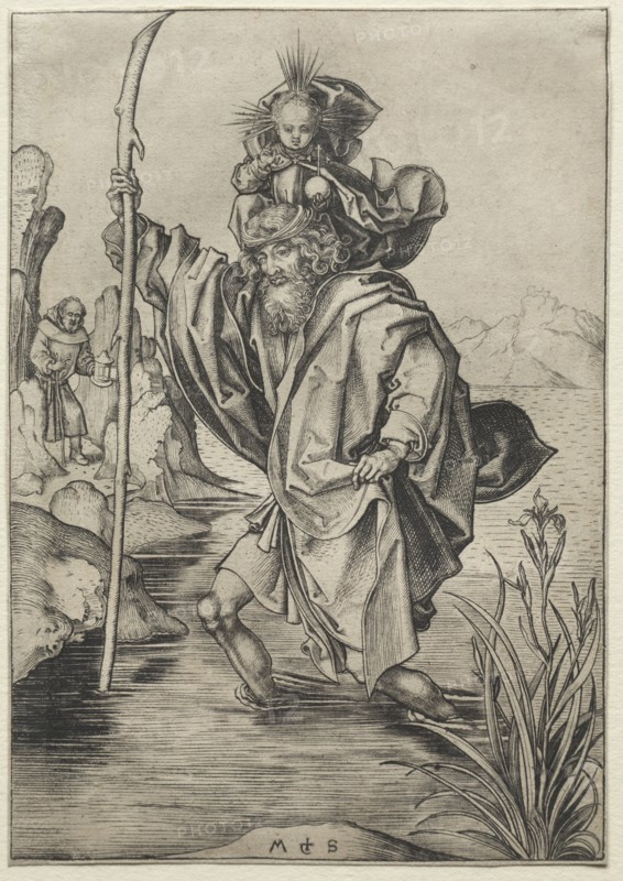St. Christopher. Martin Schongauer (German, c.1450-1491). Engraving