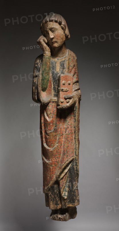 Mourning Saint John, c. 1250-1275. Spain, Kingdom of Castile and Leon, 13th century. Polychromed oak; overall: 154.9 x 36.9 x 20.4 cm (61 x 14 1/2 x 8 1/16 in.).