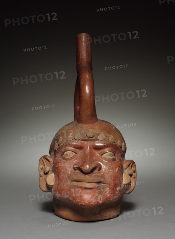 Bottle, before 1930. Peru, Mochica. Pottery; overall: 29.4 x 15.3 x 19 cm (11 9/16 x 6 x 7 1/2 in.).