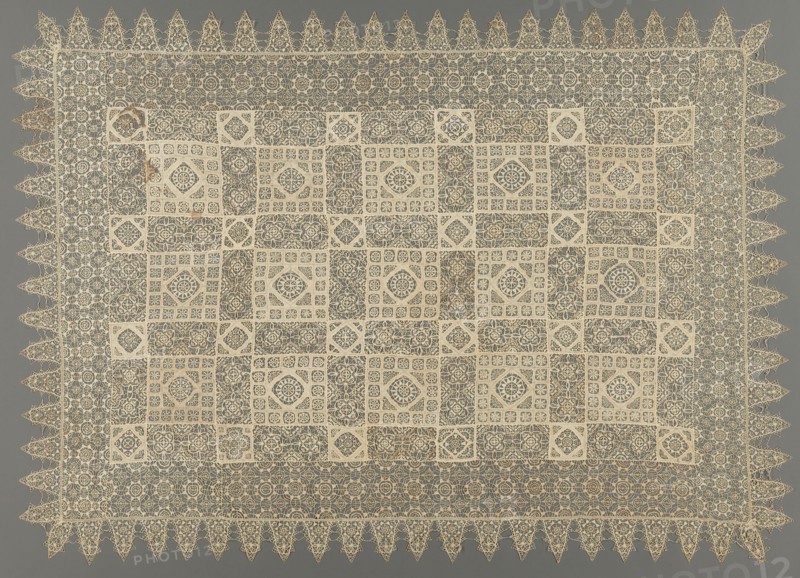 Needlepoint Lace Cloth, late 16th century. Italy, late 16th century. Linen; lace, needlepoint (Reticella and Cutwork); average: 182.9 x 129.6 cm (72 x 51 in.)