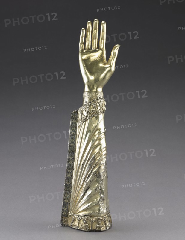 Arm Reliquary of the Apostles, c. 1190. Germany, Lower Saxony, Hildesheim, Romanesque period, late 12th century. Gilt silver, champlevé enamel, oak; overall: 51 x 14 x 9.2 cm (20 1/16 x 5 1/2 x 3 5/8 in.).