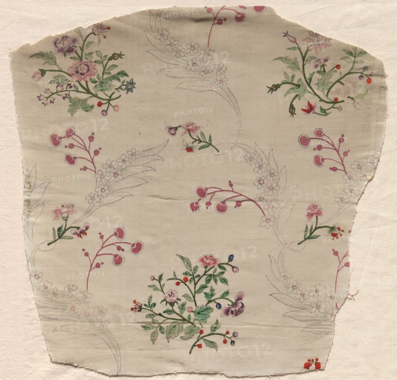 Fragment of Painted Taffeta, 1723-1774. France, 18th century, Louis XV Period (1723-1774). Hand painted silk; overall: 35.5 x 36.2 cm (14 x 14 1/4 in.).