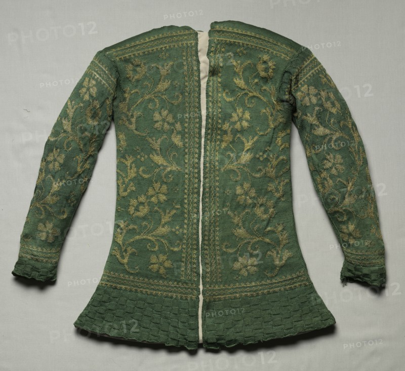 Knitted Hunting Jacket, 17th century. Italy, 17th century. Knitted silk with gold thread; overall: 67.5 x 121.5 cm (26 9/16 x 47 13/16 in.)