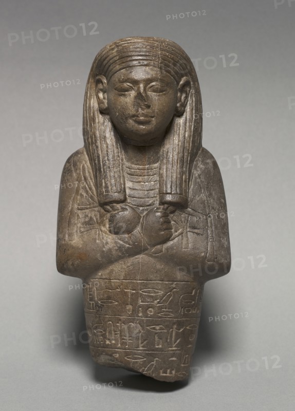 Shawabty of Ranefer, 1336-1295 BC. Egypt, New Kingdom, Late Dynasty 18 (1540-1296 BC), probably reign of Tutankhamen, Ay, or Horemheb. Limestone, originally painted; overall: 19 x 9.9 x 6.6 cm (7 1/2 x 3 7/8 x 2 5/8 in.).