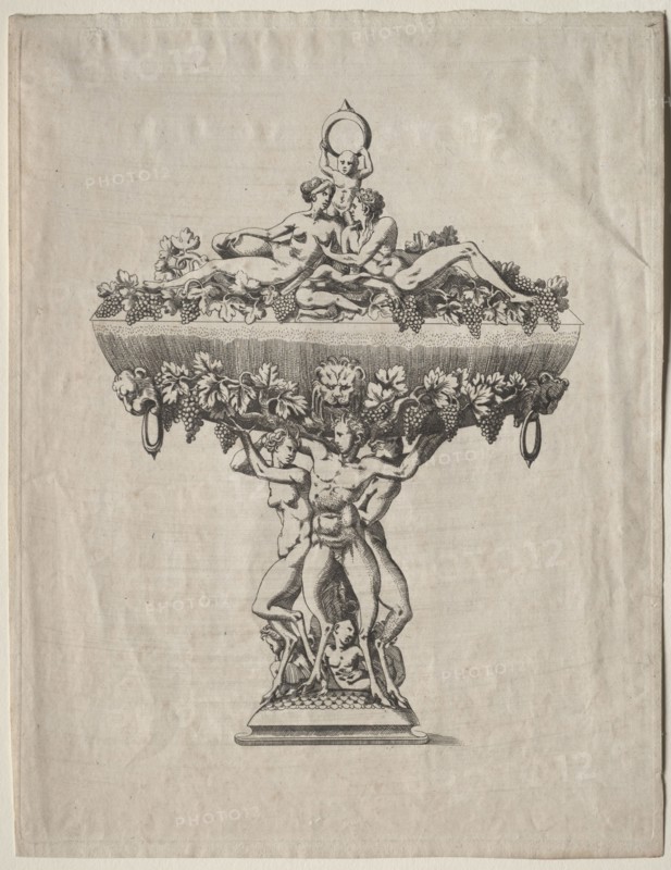 Covered Cup with Grape Festoon, mid 1500s. Copy after Antonio Fantuzzi (Italian, c. 1510-c. 1550). Etching; sheet: 33.3 x 25.5 cm (13 1/8 x 10 1/16 in.); platemark: 31.7 x 24.8 cm (12 1/2 x 9 3/4 in.)