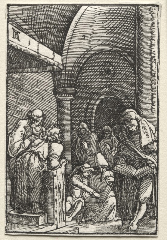 The Fall and Redemption of Man:  Christ Disputing with the Doctors, c. 1515. Albrecht Altdorfer (German, c. 1480-1538). Woodcut